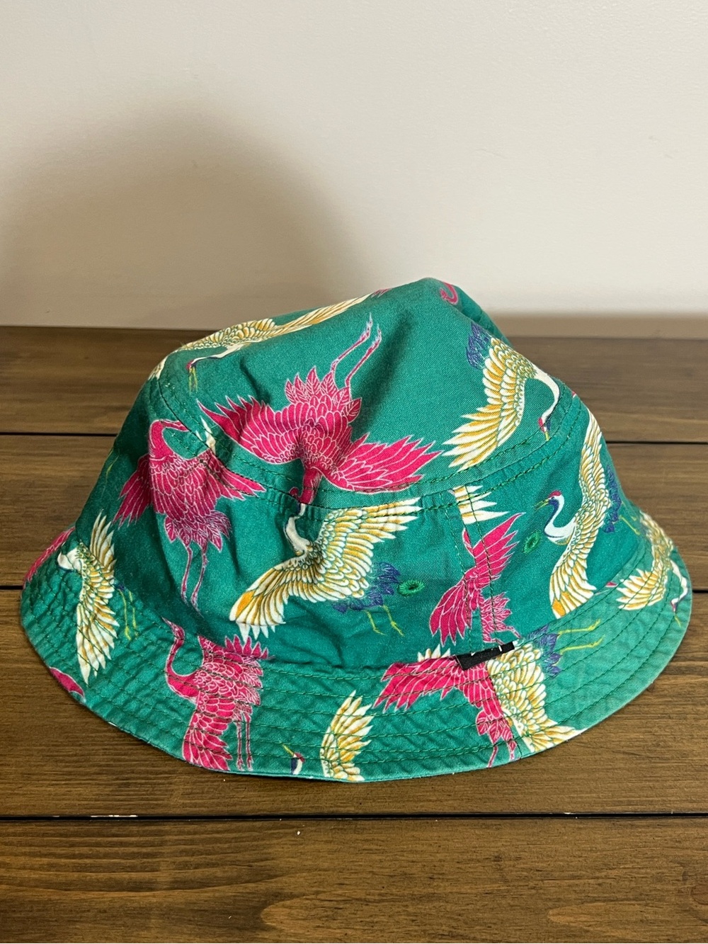 Stussy cotton teal bucket hat with crane birds size L/XL - Picture 5 of 8